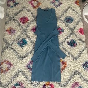 Blue wrap Midi dress with slits on both sides